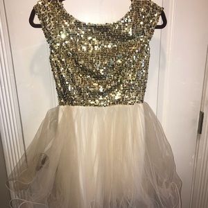 Gold sequin short prom dress